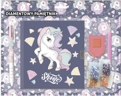 DERFORM Unikornis gyémántokkal díszíthető napló kulccsal, 3 színű golyóstollal, JR14 (DFM-DPKD3KJR14)