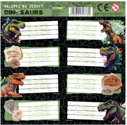 DERFORM Dinoszaurusz füzetcímke 8 db/ív, dínók és kövek, többféle (NNZDN20) (DFM-NNZDN20)