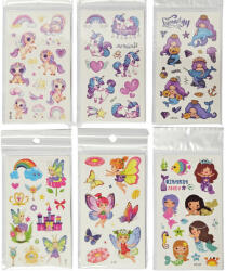  Tetoválás matrica szett, lányos (unikornis, hableány, tündér), 7x12cm, többféle változat (KBF-400771) - perfectbaby