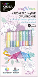 DERFORM Színes ceruzakészlet 12/24, DUO (kétvégű), pasztell, Kidea, háromszög test (DFM-KTDP24KKA)