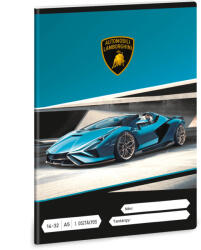 Ars Una Lamborghini, autós tűzött füzet A/5, 32 lap vonalas 1. osztály (14-32), fekete-szürke-kék (ARS-53583369) - perfectbaby