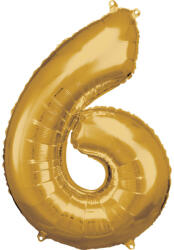 AMSCAN Arany Gold óriás szám fólia lufi 6-os, 86x58 cm (DPA9906271) - perfectbaby