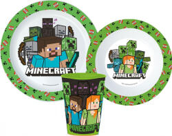 STOR Minecraft Pixelcraft étkészlet, micro műanyag szett, pohárral 260 ml (JVL11178)