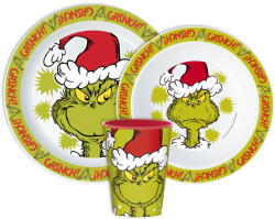 STOR A Grincs Christmas Mischief étkészlet, micro műanyag szett, pohárral 260 ml (JVL11174)