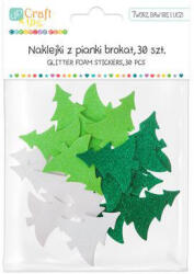 DP CRAFT Dekorgumi, öntapadós, karácsonyfák, csillogó, 30 db-os (DPC-KSPI-418)