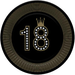  Happy Birthday 18 Hollywood Style papírtányér 8 db-os 22, 7 cm (PKK045637) - perfectbaby