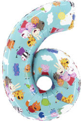  Peppa malac Blue 6-os szám fólia lufi 66 cm (GBBL256) - perfectbaby