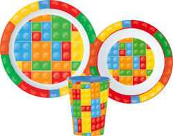 STOR Lego mintázatú Bricks étkészlet, micro műanyag szett (STF11143)