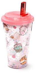 PUSHEEN cicás pohár szívószálas tetővel, 500 ml, Pusheen és az italok (PCT-CUP79)