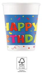 PROCOS Happy Birthday Kokliko papír pohár 8 db-os 200 ml FSC (PNN93513)