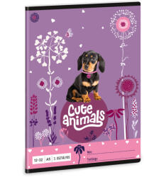 Ars Una Cuki állatok tűzött füzet A/5, 32 lap vonalas 3. osztály (12-32), puppy, kutyás (ARS-53603692)