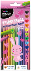 DERFORM Színes ceruzakészlet 12 db-os, szivecskés formájú ceruzatest, Kidea (DFM-KS12KKA)