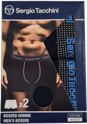 Global Licence Srl Sergio Tacchini férfi pamut boxeralsó - 2 db/csomag - fekete kék felirattal - XL (230000975_kek_XL)
