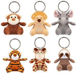  Kulcstartó, vadállatok, 10 cm plüss, 6 féle - delfinbuvar