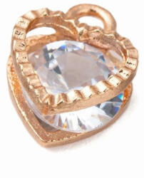  Rózsaarany Színű Cirkónia Strasszos Szív Charm