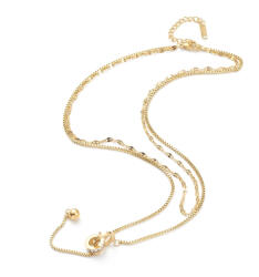  Arany Színű Nemesacél Cirkónia Strasszos Dupla Nyaklánc