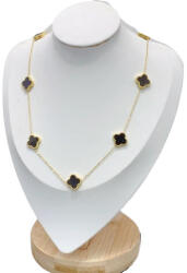  Arany-Fekete Színű Gyöngyház Lóhere Nyaklánc - gyongykavics - 4 800 Ft