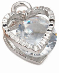  Ezüst Színű Cirkónia Strasszos Szív Charm