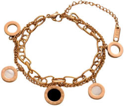  Rózsaarany Rose Gold Színű Nemesacél Fekete Gyöngyház "12 Hónap" Karlánc