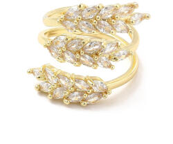  18K Aranyozott Cirkónia Strasszos Levél Gyűrű