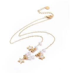  Arany Színű Nemesacél Gyöngyház Csillag Szintetikus Kagyló Gyöngy Nyaklánc