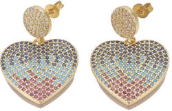  Arany Színű Cirkónia Strasszos Szív Fülbevaló