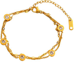  Arany Színű Nemesacél Cirkónia Strasszos "12 Hónap" Karlánc - gyongykavics - 4 700 Ft