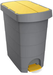  Planet Szemetes kuka pedálos műanyag 60 literes Pelikán Slim eco antracit színű sárga tetővel UP232-214