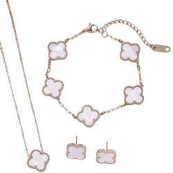  Ezüst Fehér Színű Gyöngyház Lóhere Nyaklánc