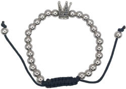  Ezüst Színű Nemesacél Cirkónia Strasszos Korona Csúszócsomós Állítható Karkötő