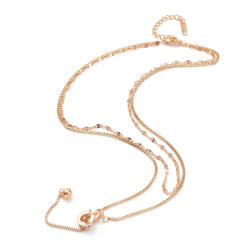  Rózsaarany Rose Gold Színű Nemesacél Cirkónia Strasszos Dupla Nyaklánc