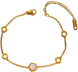  Arany-Fehér Színű Gyöngyház Lóhere Karlánc