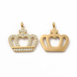  14K Aranyozott Nemesacél Strasszos Korona Charm