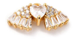  18K Aranyozott Cirkónia Strasszos Angyalszárny Szív Charm