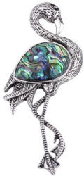  Ezüst Színű Abalone Paua Kagyló Flamingó Bross Kitűző