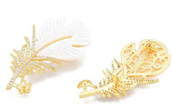  18K Aranyozott Cirkónia Strasszos Kagyló Berakásos Toll Bross Kitűző
