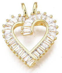  18K Aranyozott Cirkónia Strasszos Szív Medál