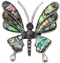  Ezüst Színű Abalone Paua Kagyló Lepke Pillangó Bross Kitűző
