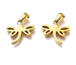  Arany Színű Nemesacél Szitakötő Charm - gyongykavics - 1 399 Ft