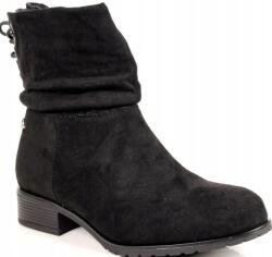 News Női Bakancs Kényelmes Lapos Talpú Evento Fekete Velúr 39-ES (4257 CZARNE ZAM)