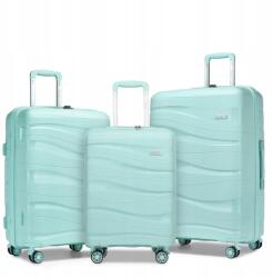 Kono 3 darabos kagyló alakú bőrönd szett 39/70/105 L Kono menta (K2094L-M-GN-20/24/28)