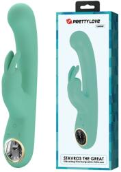  Вибратор с клитор стимулатор, LCD дисплей - Lamar Rabbit Vibrator Green (D-237396)