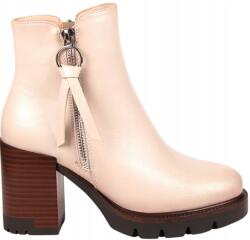 VINCEZA Női Magassarkú Bokacsizma, Bézs (58103 BEŻOWE)