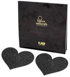  Блестяща декорация за зърна, сърца - Flash Heart Black (BIJOUX0116)