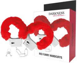  Метални белезници с пух, романтични игри - Darkness Handcuffs Red (D-221227)