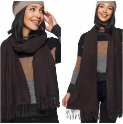 DEMUR Női Téli Sál sima rojtos barna