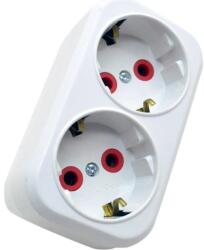 LAVA Sokets Dublu stecher 2x SCHUKO 16A 3500W alb/rosu VE12000 LAVA Sokets (VE12000)