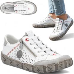 RIEKER Női Bőr Félcipő 38 Rieker Áttört Sportcipő Bebújós Fehér (RIEKER L0355-80)