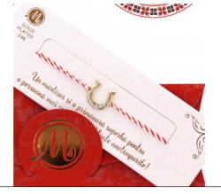 Flippy Bratara Placata cu Aur 24k, Jolie, Model POTCOAVA cu PIETRE, Martisor Bratara, cu Snur Alb Rosu, Auriu (teo-165480)