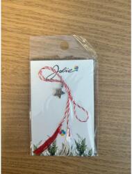 Flippy Martisor Traditional, Jolie, Model STEA, cu Snur Impletit Alb Rosu, 8.5 x 5.5 cm, Argintiu (teo-165724)
